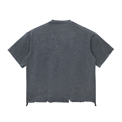 Blank Snow Wash Raw-Hem Boxy T-shirt