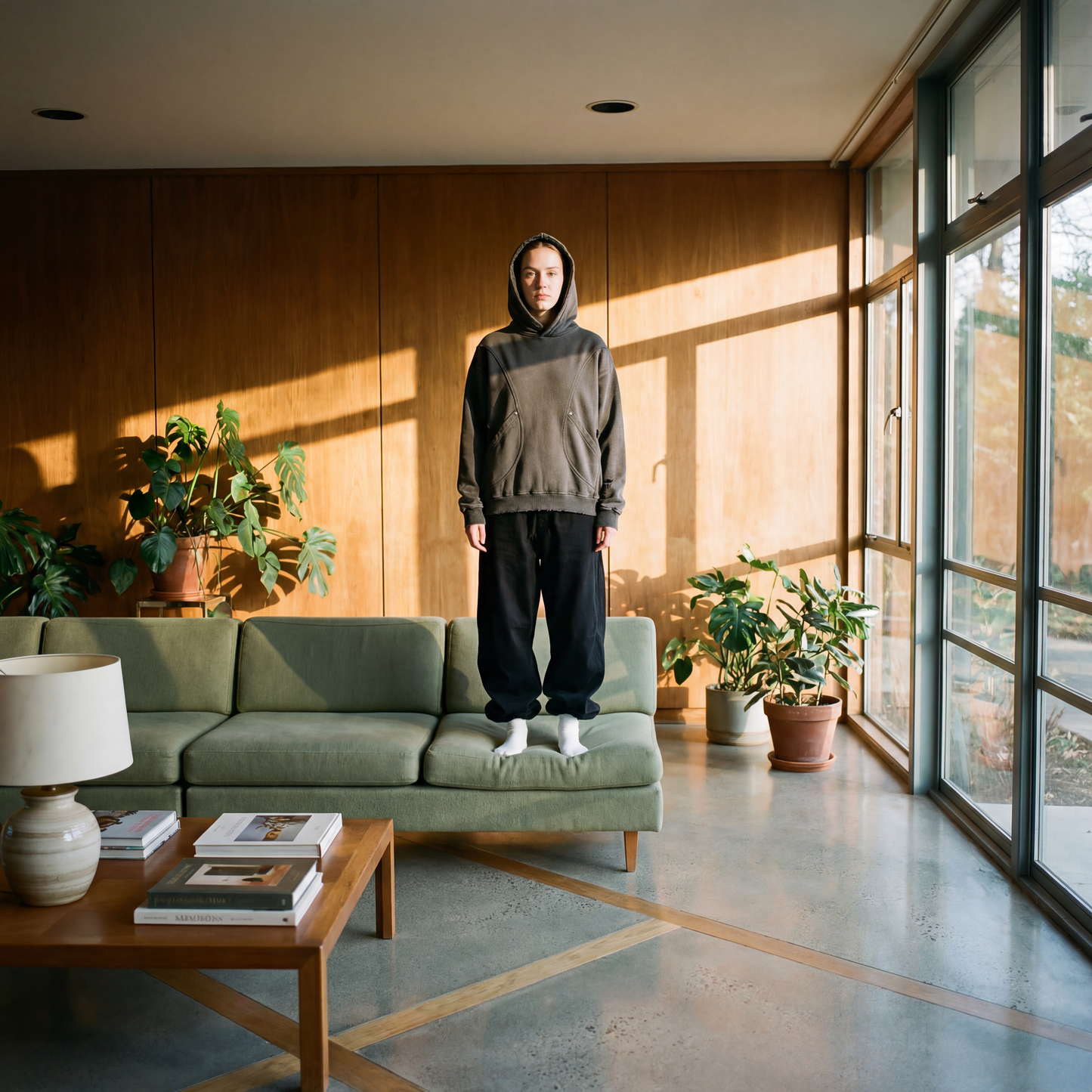 DISTRESSED PANEL HOODIE