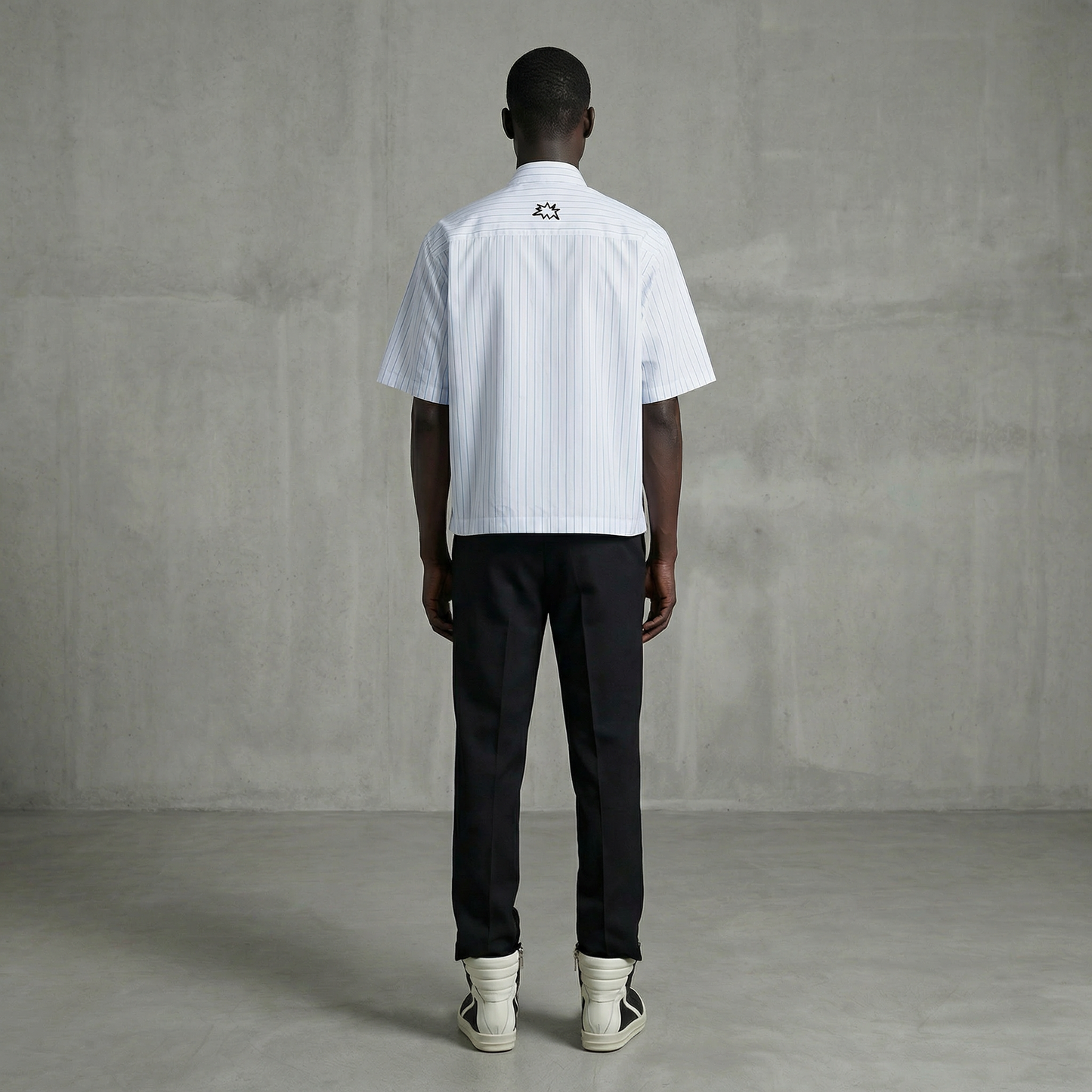 DISTORTION STRIPED BUTTON-UP SHIRT